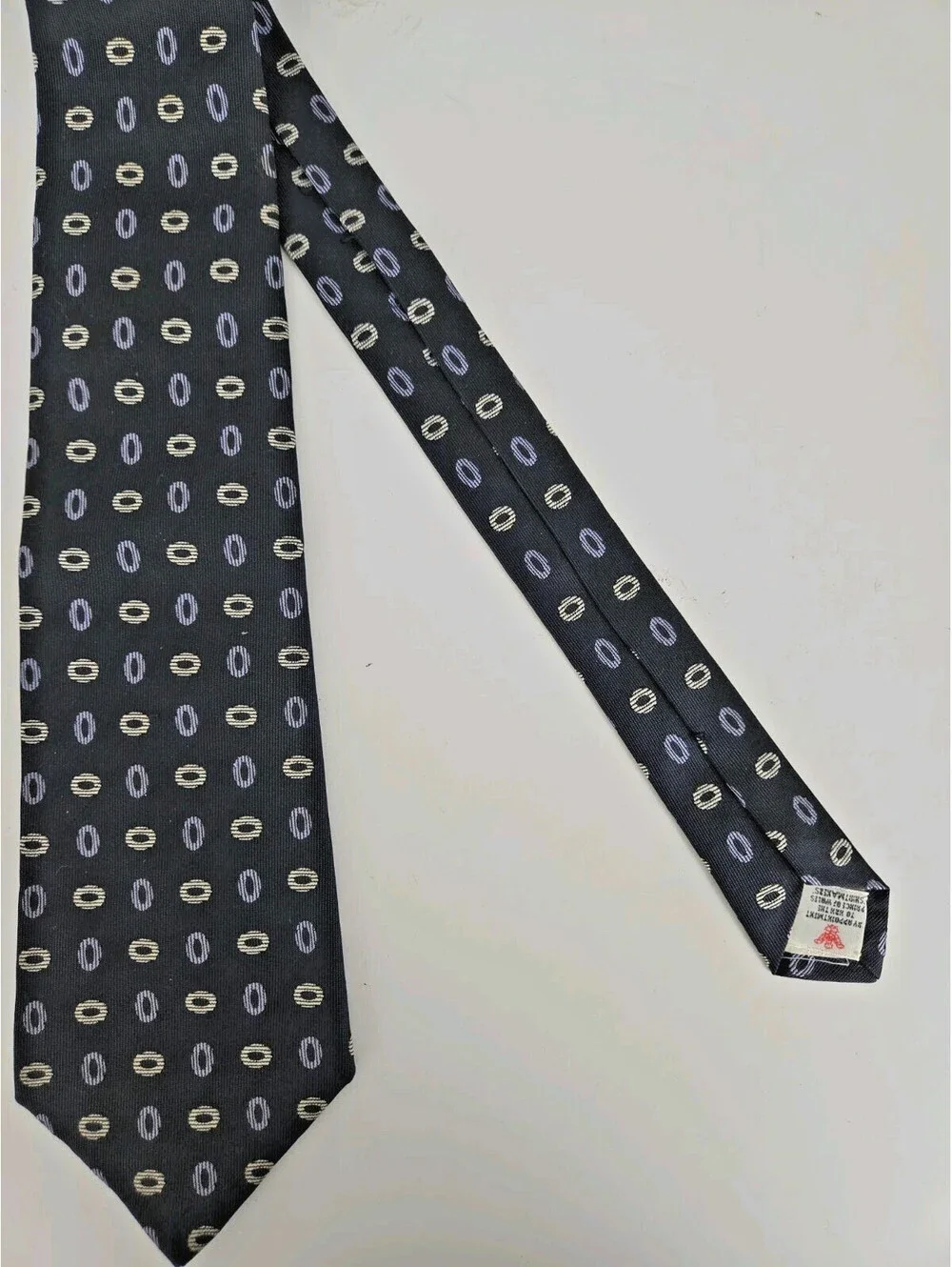 Turnbull & Asser Silk Necktie London Designer Ovals Black Classic Formal